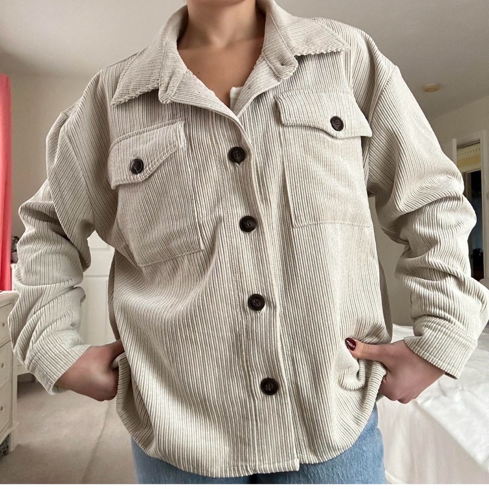Ci Sono Light Beige Corduroy Button-Front Jacket